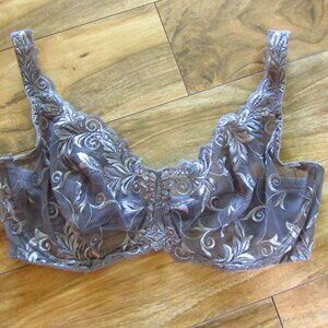 SOMA Mauve Ultra Sheer Sensuous Lace Unlined Underwire Bra Size 36DDD